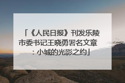 《人民日报》刊发乐陵市委书记王晓勇署名文章：小城的光影之约