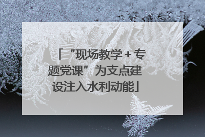 “现场教学＋专题党课”为支点建设注入水利动能