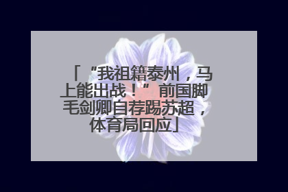 “我祖籍泰州，马上能出战！”前国脚毛剑卿自荐踢苏超，体育局回应