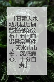 甘肃天水幼儿园后厨监控视频公布！五问血铅异常事件，天水市市长：深感痛心、十分自责
