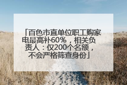 百色市直单位职工购家电最高补60％，相关负责人：仅200个名额，不会严格筛查身份