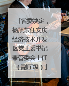 省委决定，杨旭东任安庆经济技术开发区党工委书记兼管委会主任（副厅级）
