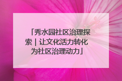 秀水园社区治理探索｜让文化活力转化为社区治理动力