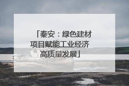 秦安：绿色建材项目赋能工业经济高质量发展