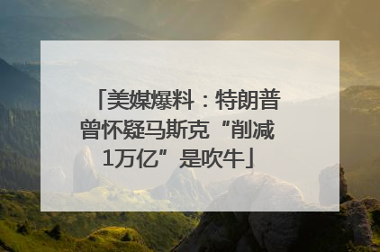 美媒爆料：特朗普曾怀疑马斯克“削减1万亿”是吹牛