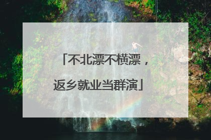 不北漂不横漂，返乡就业当群演