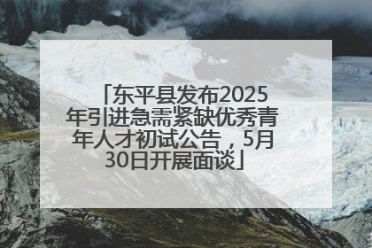 东平县发布2025年引进急需紧缺优秀青年人才初试公告，5月30日开展面谈