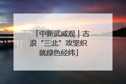 中新武威观｜古浪“三北”攻坚织就绿色经纬