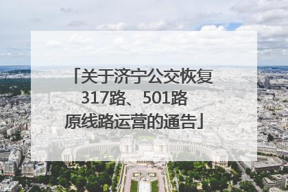 关于济宁公交恢复317路、501路原线路运营的通告
