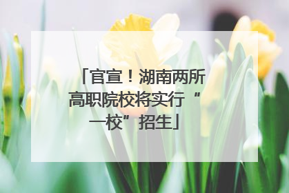 官宣！湖南两所高职院校将实行“一校”招生