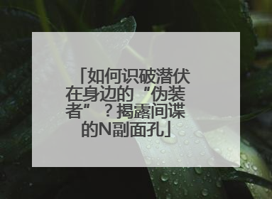 如何识破潜伏在身边的“伪装者”？揭露间谍的N副面孔