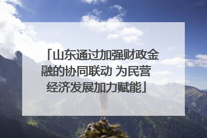 山东通过加强财政金融的协同联动 为民营经济发展加力赋能
