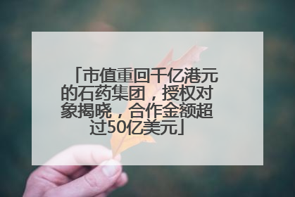 市值重回千亿港元的石药集团，授权对象揭晓，合作金额超过50亿美元