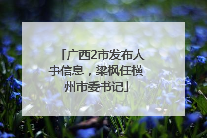 广西2市发布人事信息，梁枫任横州市委书记
