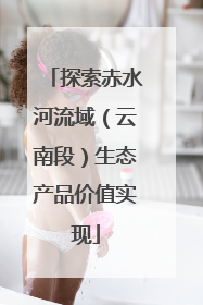 探索赤水河流域（云南段）生态产品价值实现