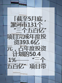 截至5月底，漯河市131个“三个五百亿”项目完成年度投资393.6亿元，占年度投资计划的50.41%——“三个五百亿”项目带动产业提质升级