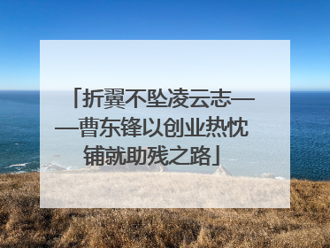 折翼不坠凌云志——曹东锋以创业热忱铺就助残之路
