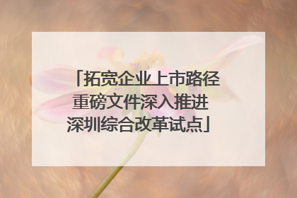 拓宽企业上市路径 重磅文件深入推进深圳综合改革试点