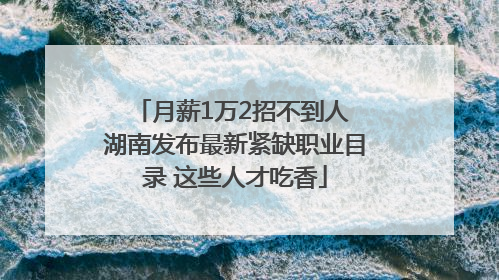 月薪1万2招不到人 湖南发布最新紧缺职业目录 这些人才吃香