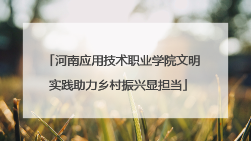 河南应用技术职业学院文明实践助力乡村振兴显担当