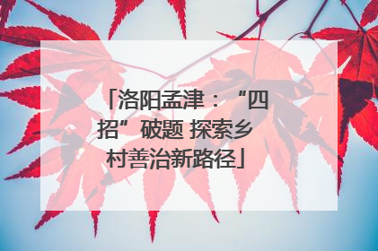 洛阳孟津：“四招”破题 探索乡村善治新路径