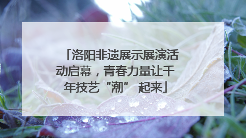 洛阳非遗展示展演活动启幕，青春力量让千年技艺“潮” 起来