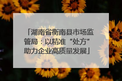 湖南省衡南县市场监管局：以精准“处方”助力企业高质量发展
