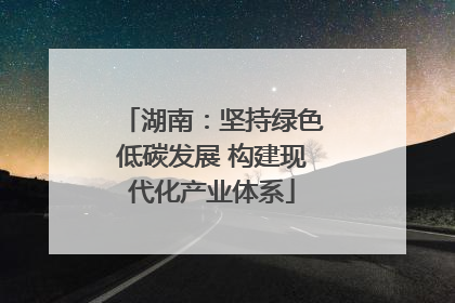 湖南：坚持绿色低碳发展 构建现代化产业体系