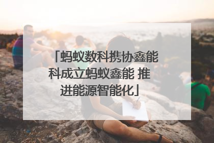 蚂蚁数科携协鑫能科成立蚂蚁鑫能 推进能源智能化