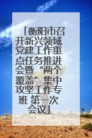 衡阳市召开新兴领域党建工作重点任务推进会暨“两个覆盖”集中攻坚工作专班 第一次会议