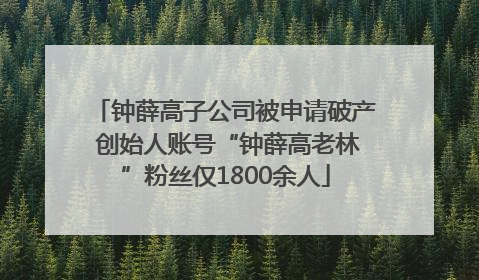 钟薛高子公司被申请破产 创始人账号“钟薛高老林”粉丝仅1800余人