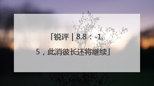 锐评｜8.8：-1.5，此消彼长还将继续