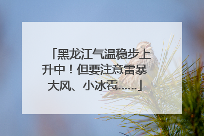 黑龙江气温稳步上升中！但要注意雷暴大风、小冰雹……