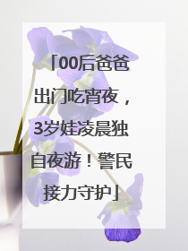 00后爸爸出门吃宵夜，3岁娃凌晨独自夜游！警民接力守护