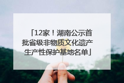 12家！湖南公示首批省级非物质文化遗产生产性保护基地名单