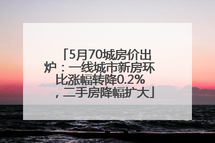 5月70城房价出炉：一线城市新房环比涨幅转降0.2%，二手房降幅扩大